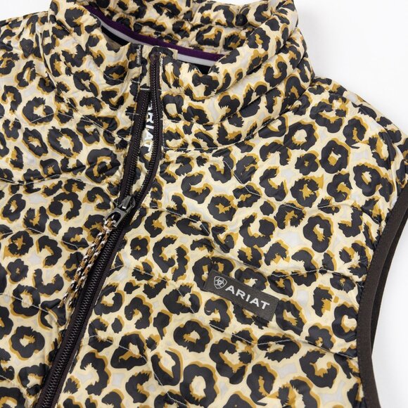 Ariat Ideal Duck Down Vest Women's Large Leopard Print Puffer Full Zip Packable - Picture 7 of 12